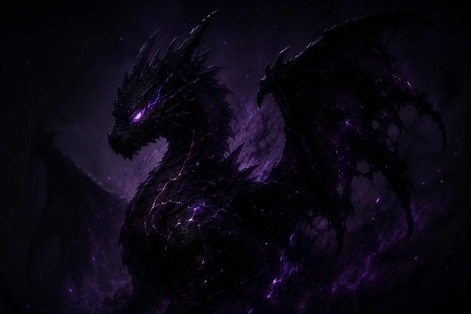 A dragon silhouette altered by the Void